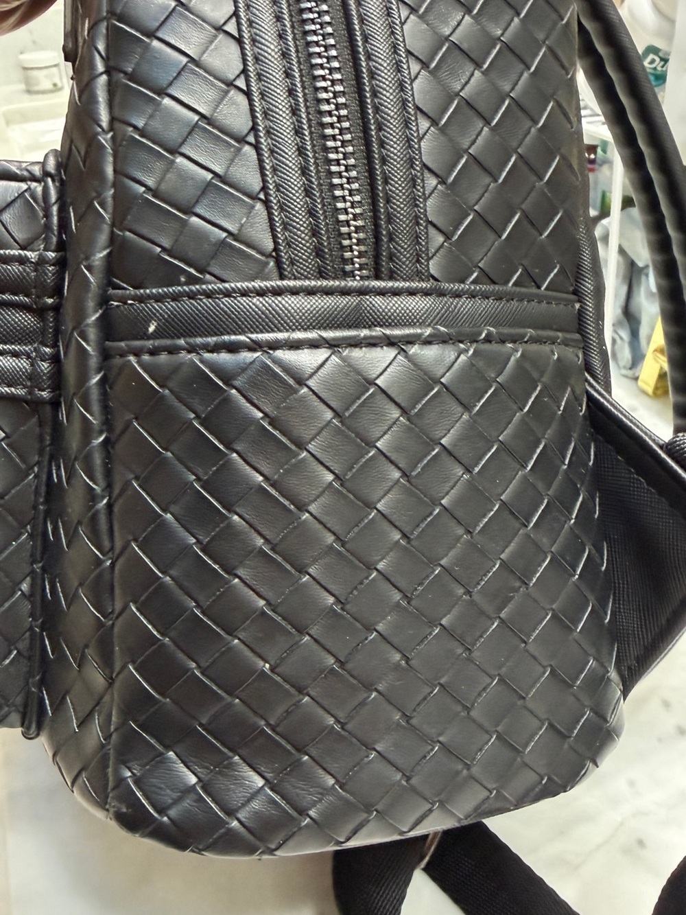 Loungefly Black Woven Faux Leather Mini Backpack with Mickey Ears - Picture 8 of 10